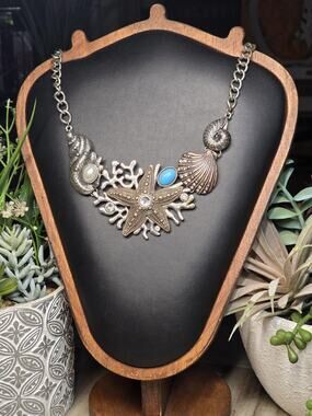 Ocean Inspired Starfish & Seashell Statement Necklace